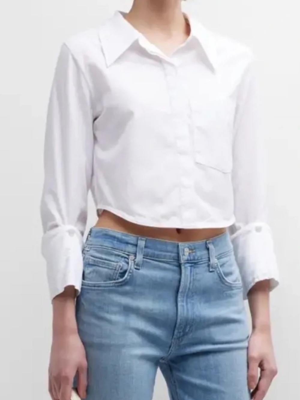 Citizens of Humanity Bea Crop Button Down Shirt White